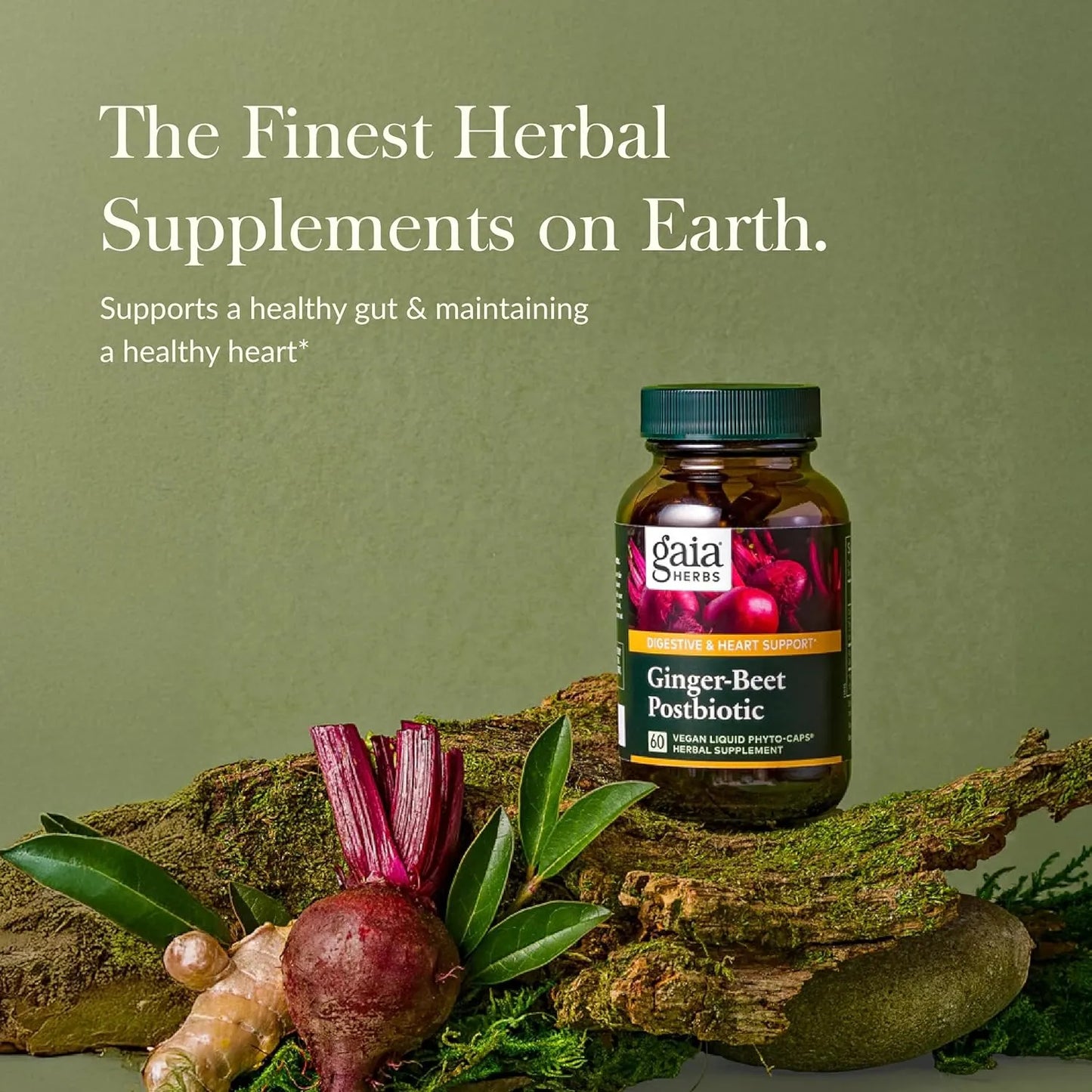 Capsulas De Jengibre Con Remolacha Fermentada Para Salud Intestinal Y Cardíaca Gaia Herbs 60 Unidades Veganas