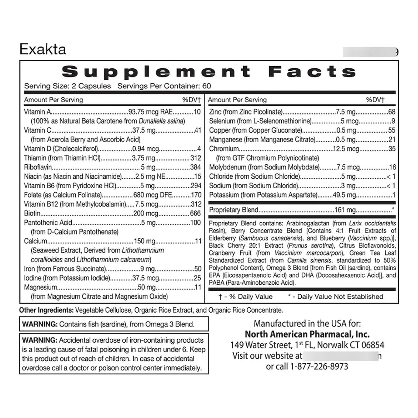 Exakta 120 Cápsulas Vegetarianas Nutrición Personalizada DAdamo