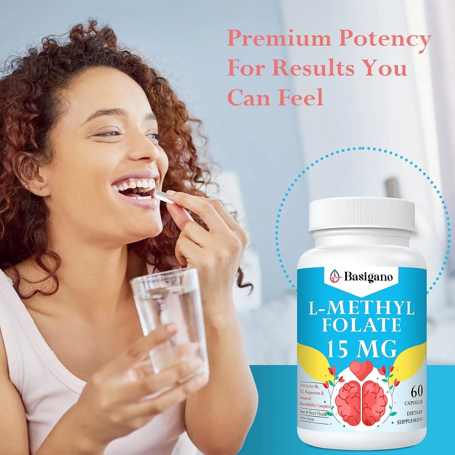 Capsulas De Metilfolato 15 Mg Con Vitaminas B6 Y B12 60 Cápsulas Vegetarianas
