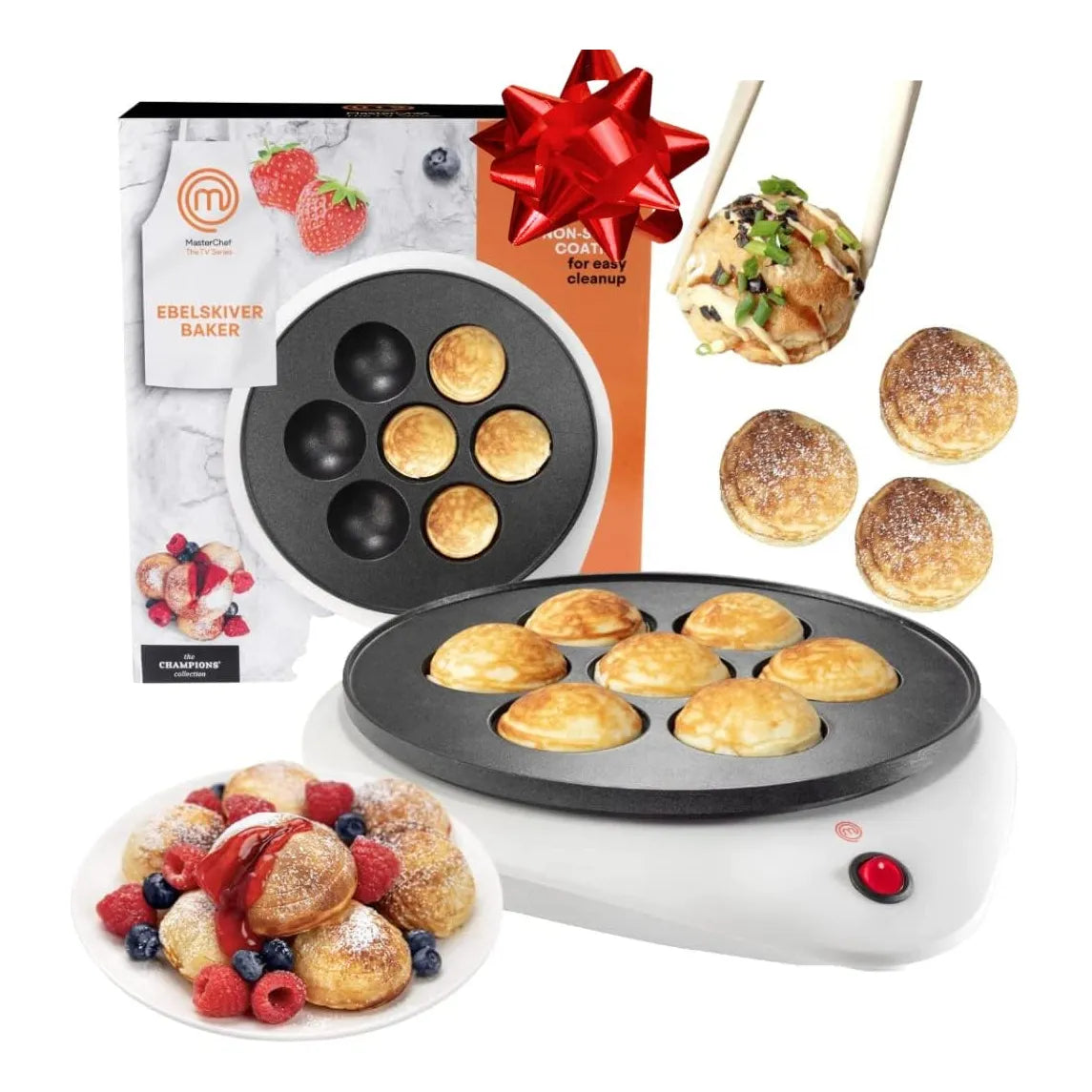 MasterChef Electric Ebelskiver Maker Takoyaki Aebleskivers Cocina Facil