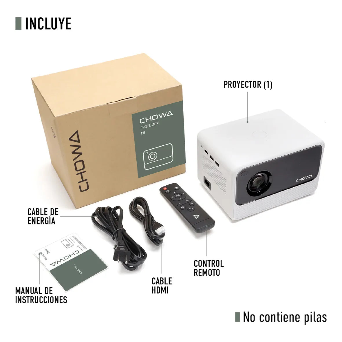 Proyector Chowa 4K HD Portátil Android Wifi 170 Lúmenes Cine En Casa
