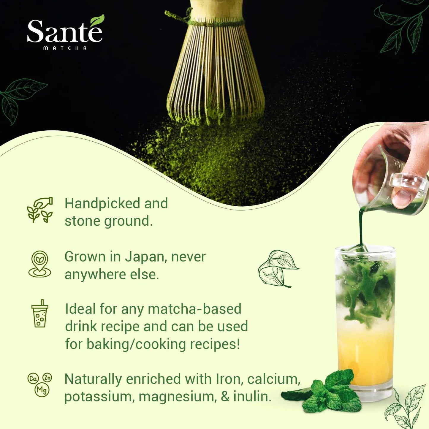 Matcha Japonés Ceremonial Orgánico Aichi Primera Cosecha Con Agave Endulzado Natural