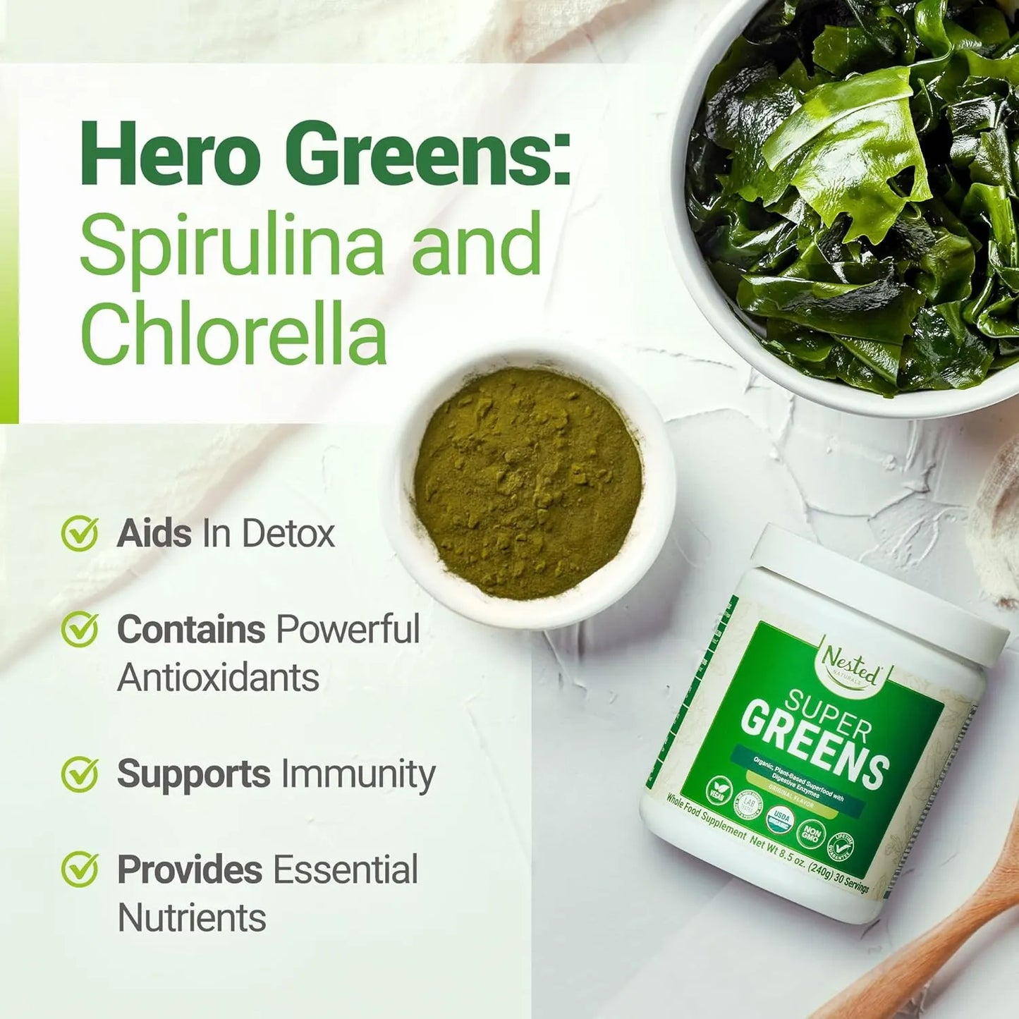 Super Greens Polvo Superfood 20 Ingredientes Organicos Vegano Energia Y Digestión