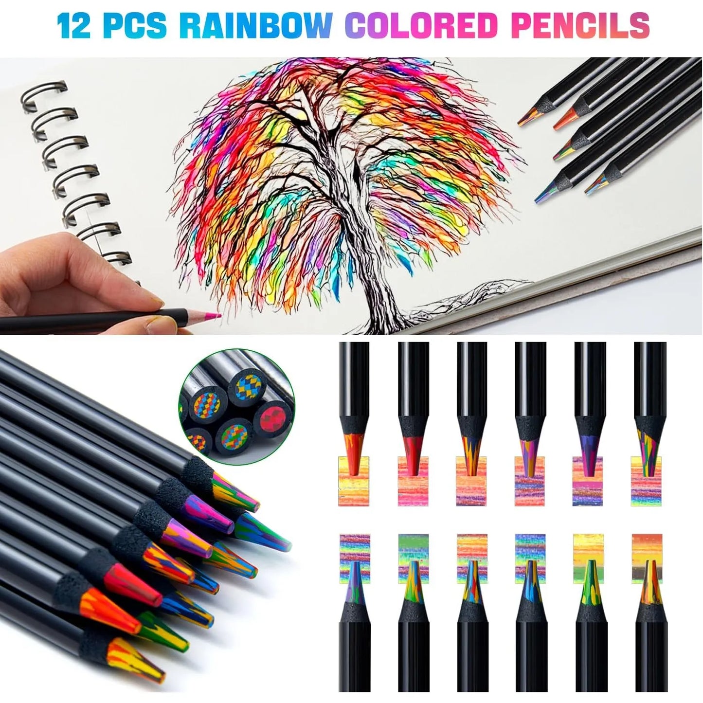 Juego De 81 Lápices De Dibujo Profesionales Con Arco Iris Colores Grafito Acuarela Y Más