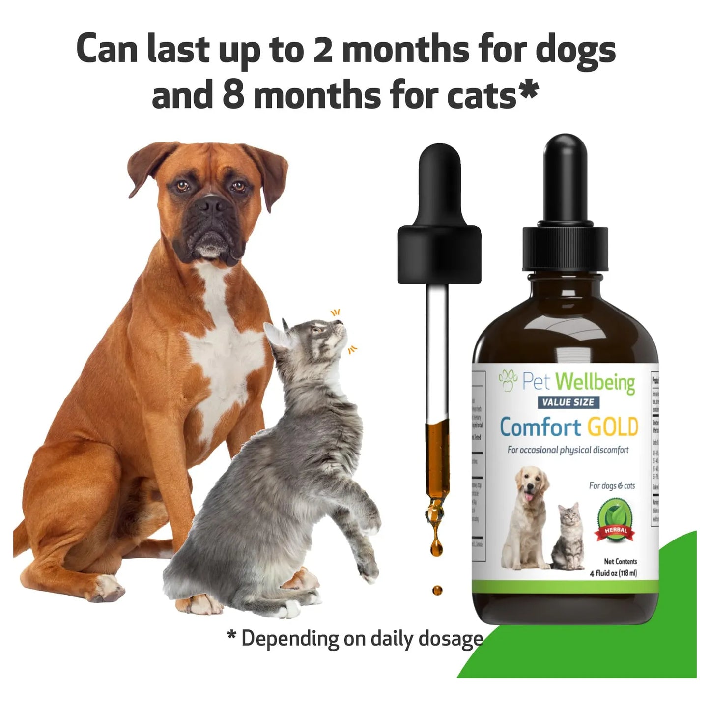 Comfort Gold Suplemento Natural Para Perros Y Gatos Alivia Malestar Y Ansiedad