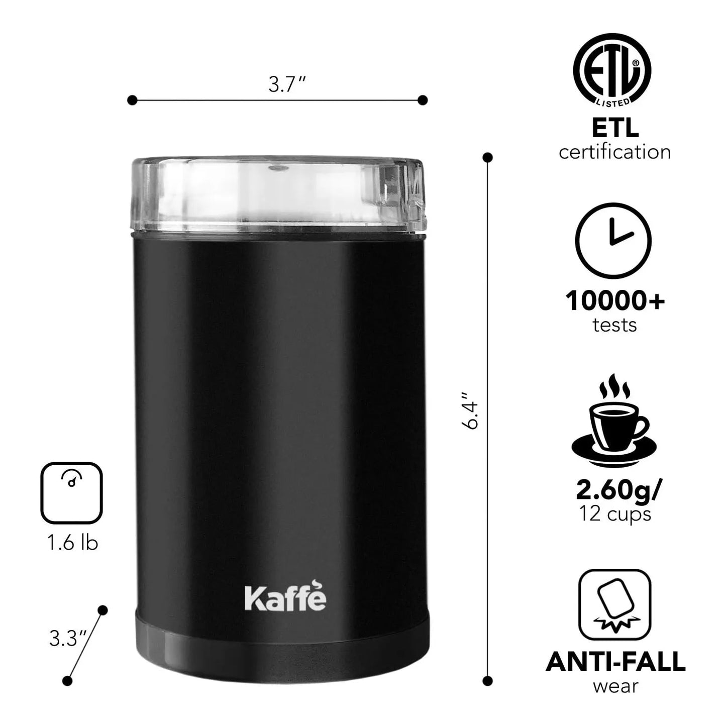 Molinillo Electrico Kaffe Capacidad 14 Tazas Muele Cafe Especias Granos Nueces