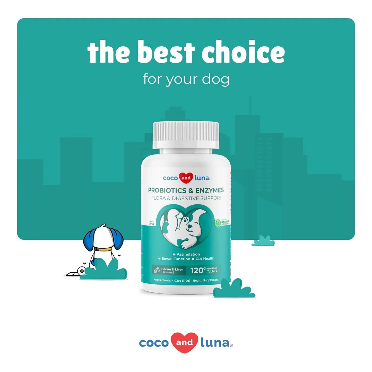 Probióticos Masticables Para Perros 120 Tabletas Soporte Digestivo E Inmunológico