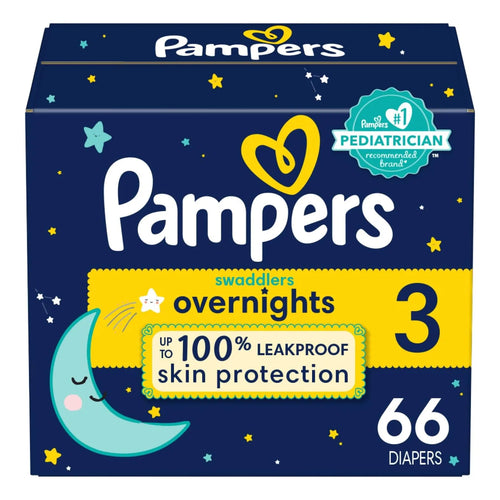 Pañales Pampers Swaddlers Overnights Talla 3 X 66 Unidades Protección Nocturna Absorción Superior