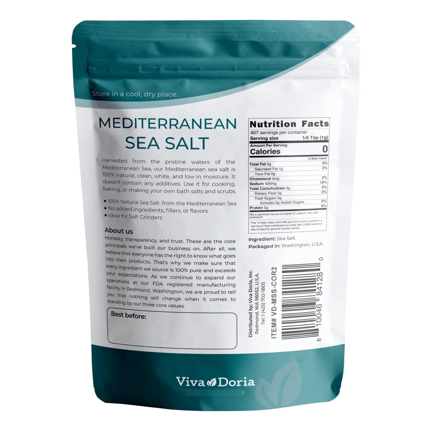 Sal Marina Mediterranea Grano Grueso 2 27 Kg Viva Doria Pura Y Natural