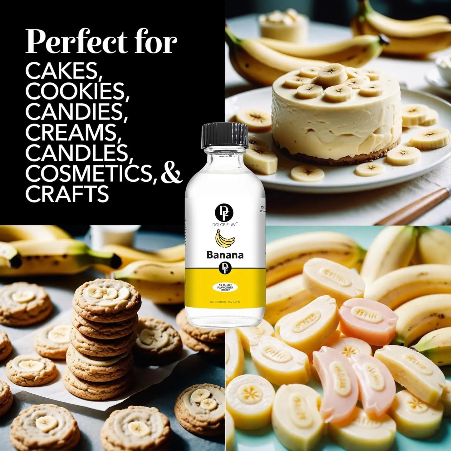 Extracto De Platano 2 Oz Saborizante Multiusos Soluble En Aceite Para Postres Y Hornear