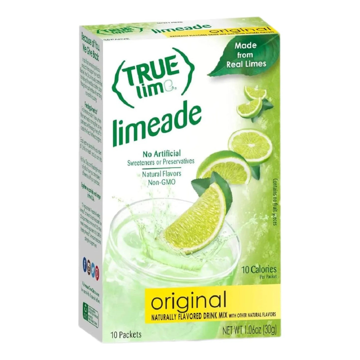 True Lime Limeade True Citrus 10 Unidades Sabor Natural Sin Azucar Añadido