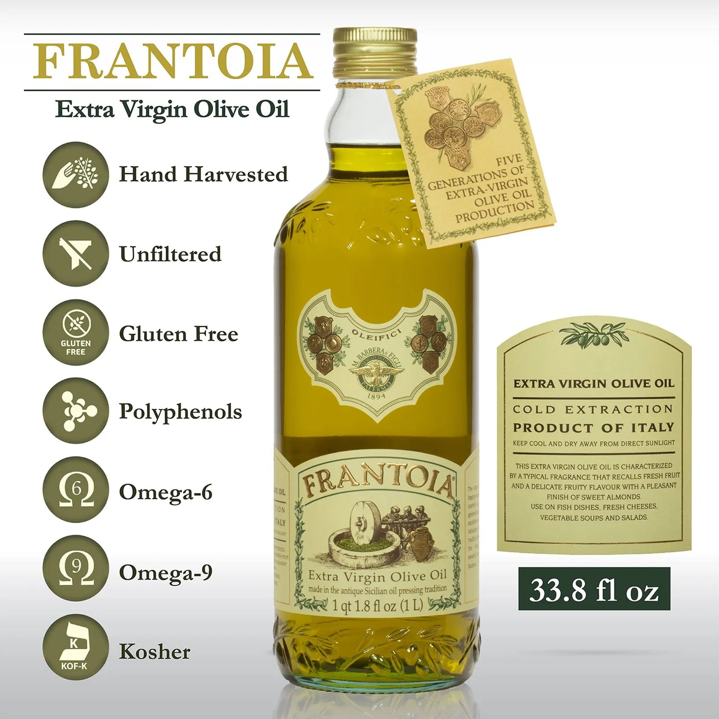 Aceite De Oliva Virgen Extra Italiano 1000 Ml Auténtico Sin Filtrar Prensado En Frío