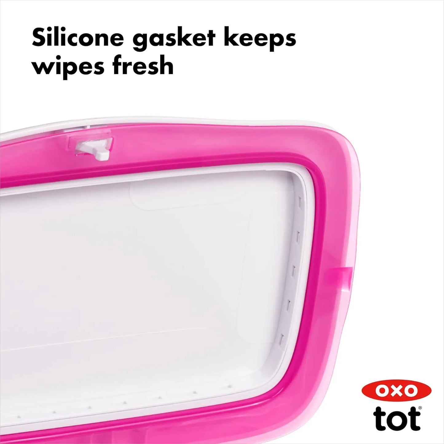 Dispensador Toallitas Plastico Silicona Rosa OXO Tot Perfect Facil Limpieza
