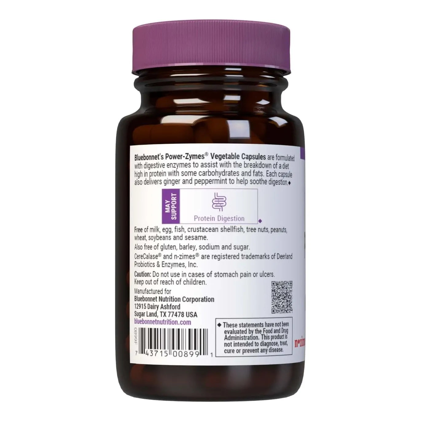 Suporte Digestivo De Proteínas 60 Cápsulas Vegetales Sin Soja Bluebonnet Nutrition