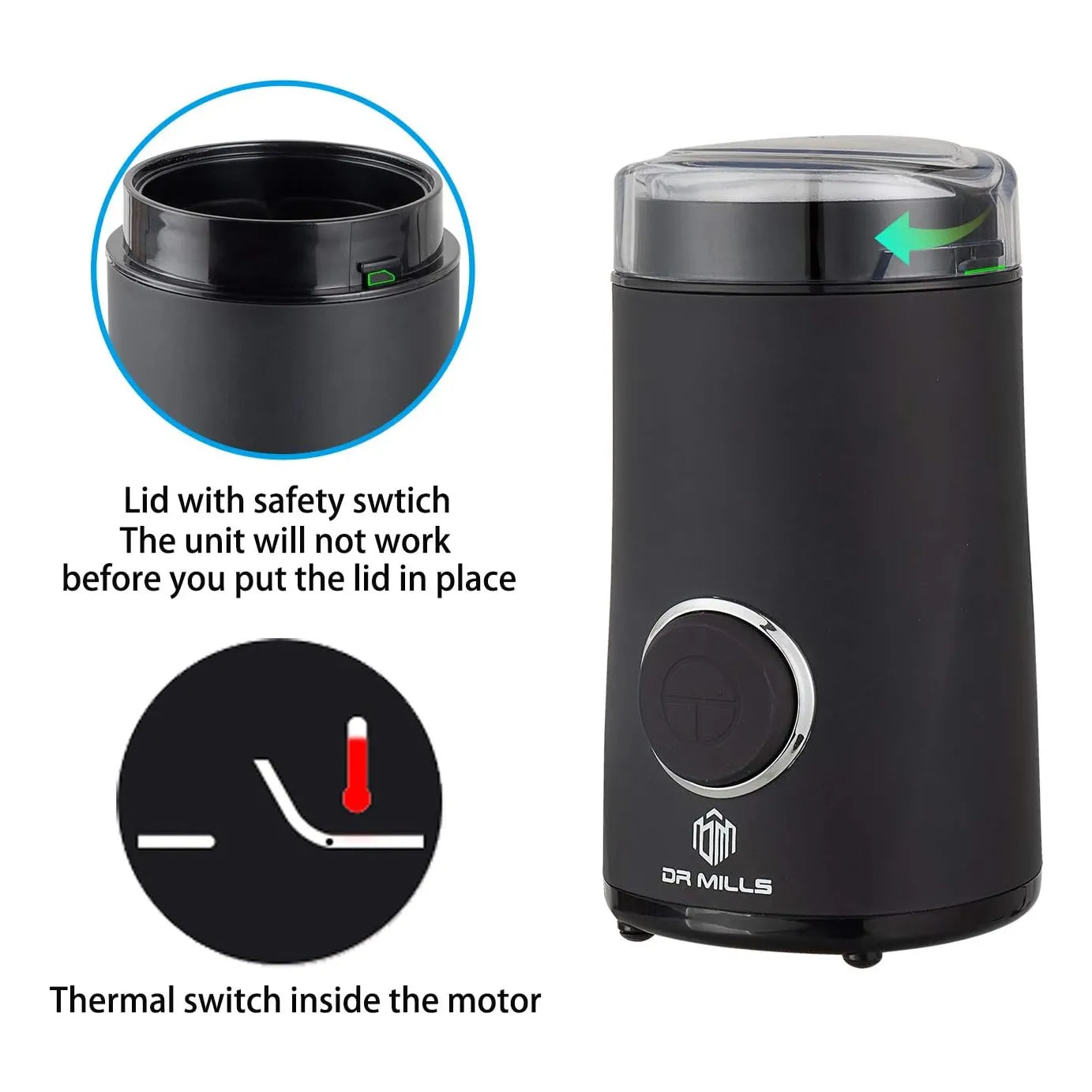 Molinillo Eléctrico De Café Y Especias DR MILLS DM-7441 Cuchilla Acero Inoxidable