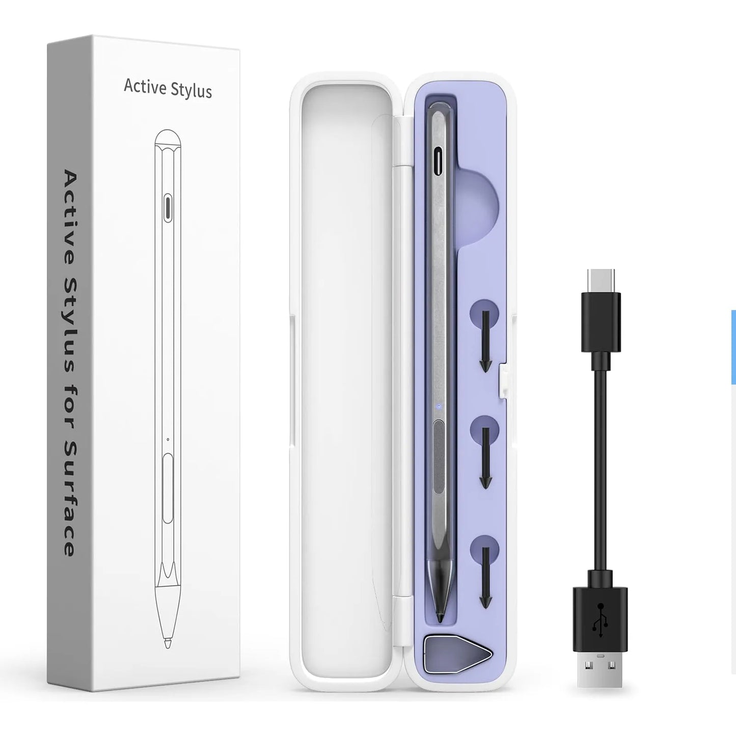 Lápiz Óptico Para Microsoft Surface Pro 11 10 9 8 7 6 5 4 3 Con Carga Rápida USB C Y 4096 Niveles De Presión