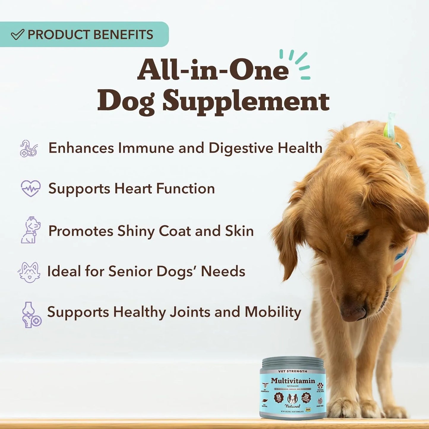 Masticables Multivitamínicos Para Perros 90 Unidades Con Glucosamina Omega 3 Y Biotina