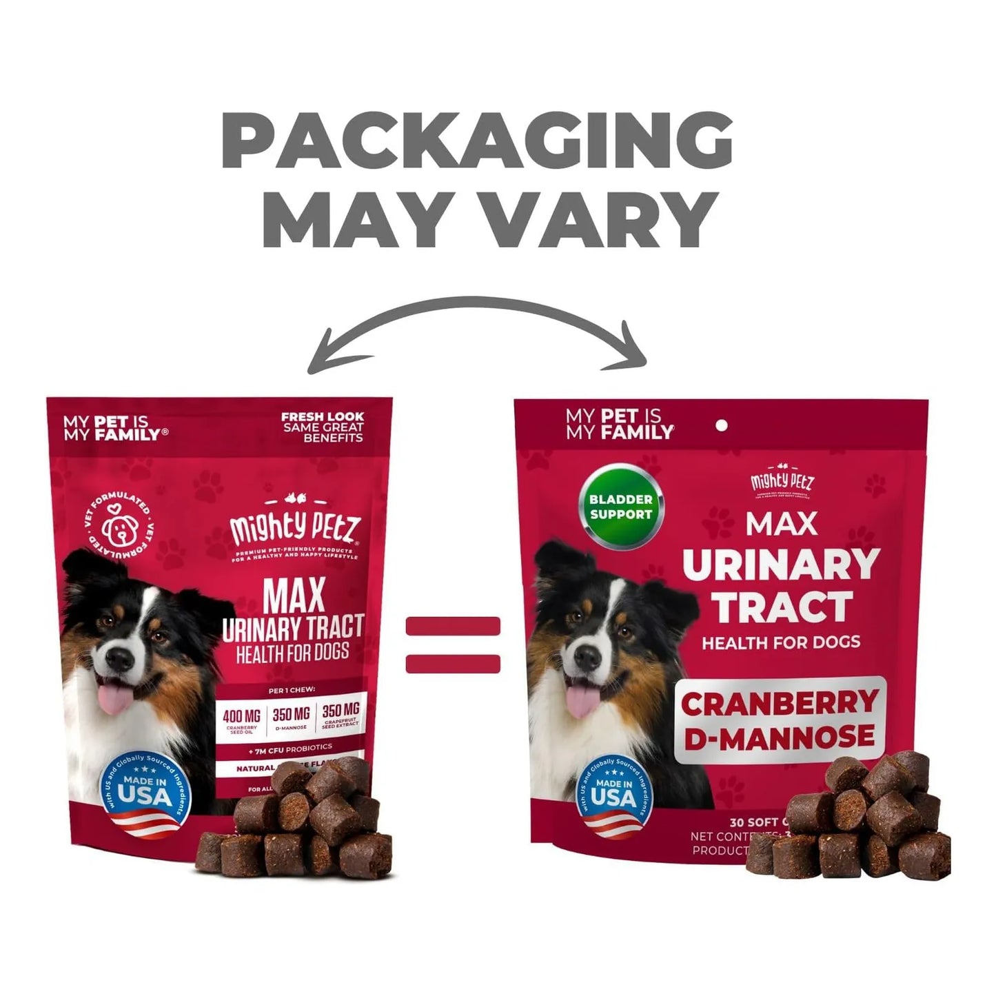 Mighty Petz Max Arándano Tratamiento UTI Canino Suplemento Urinario Con D Manosa