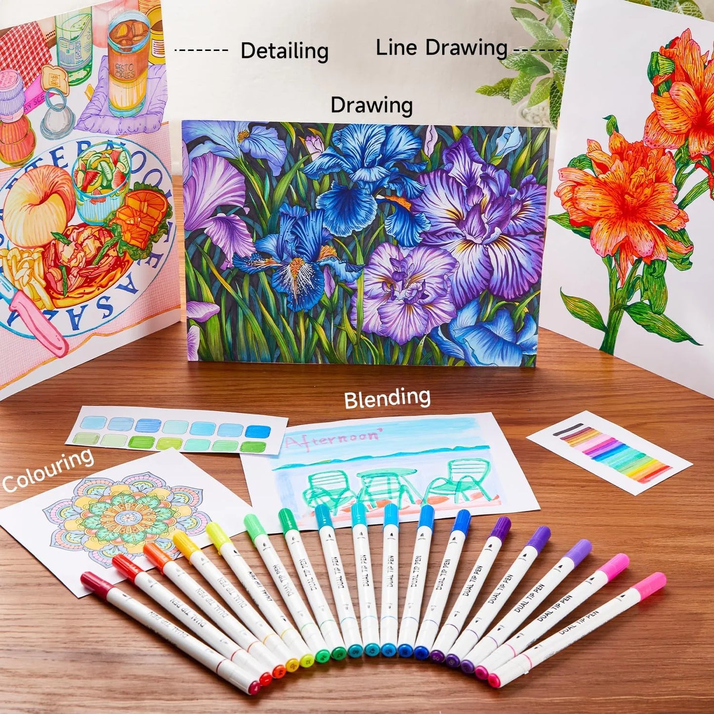 Rotuladores Shuttle Art Punta Doble 105 Colores Estuche Portátil Libro Colorear