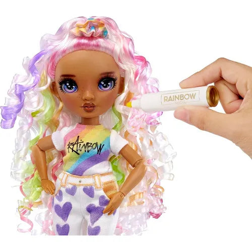 Rainbow High Color Create Ojos Morados Muñeca Articulada Con Accesorios Para Personalizar