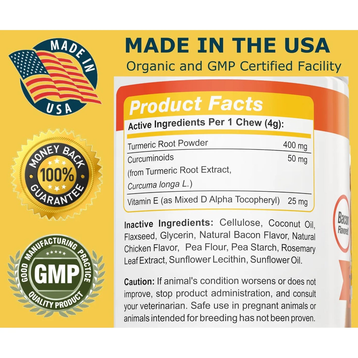 Masticables Suaves De Cúrcuma Para Perros Antioxidante 90 Unidades Alivia Dolor Articular
