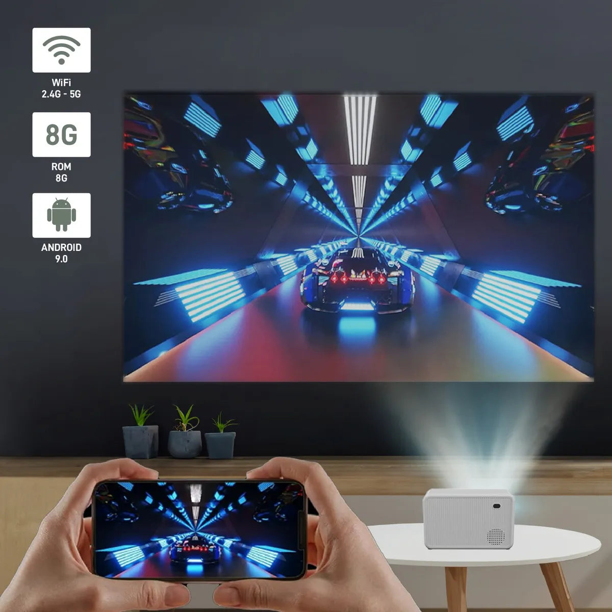 Proyector Chowa 4K HD Portátil Android Wifi 170 Lúmenes Cine En Casa