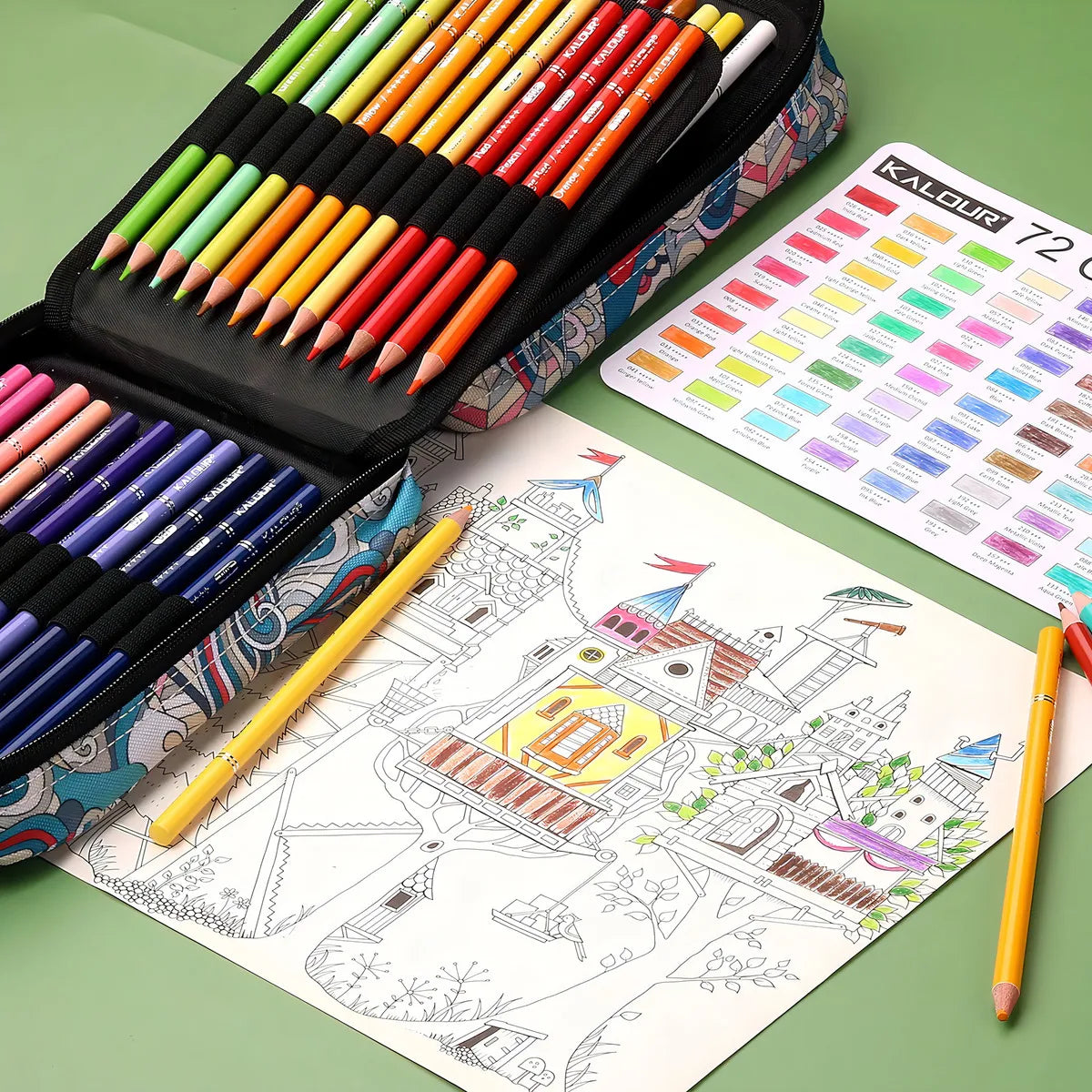 Lápices Alta Calidad 72 Colores Estuche Cremallera Sacapunta