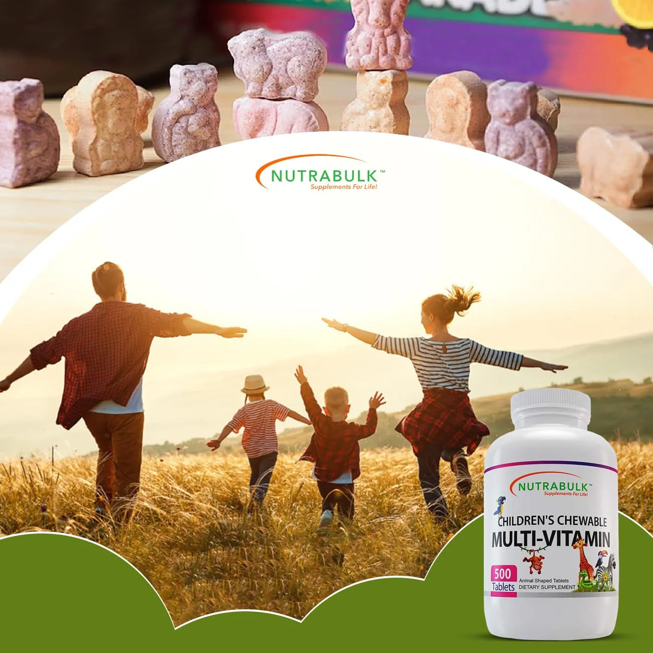 Multivitaminas Masticables Infantiles Con Vitaminas A C D3 E B12 Zinc Sabor Frutas