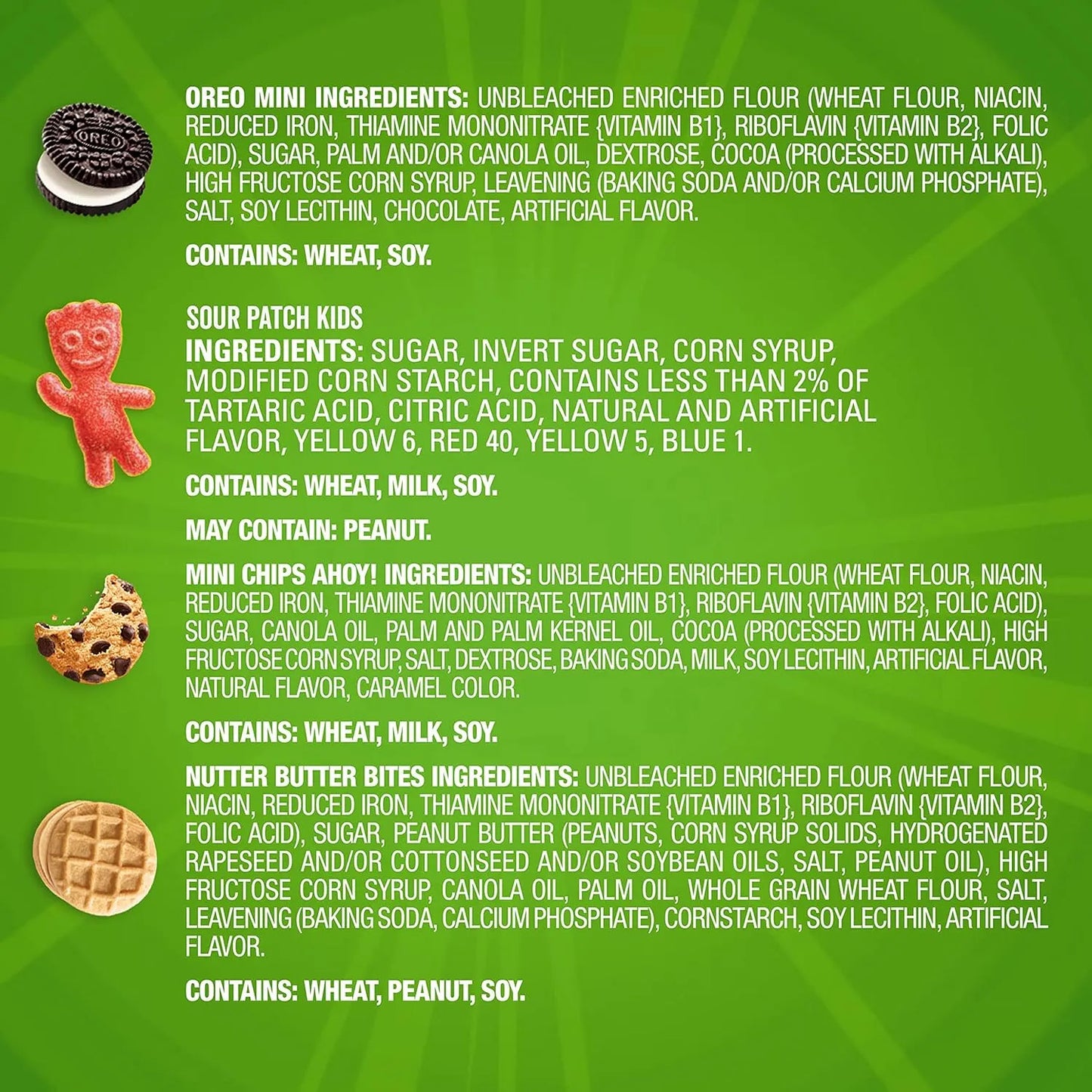 Surtido Mini Galletas Snacks Kids 32 Paquetes Oreo Chips Ahoy Sour Patch