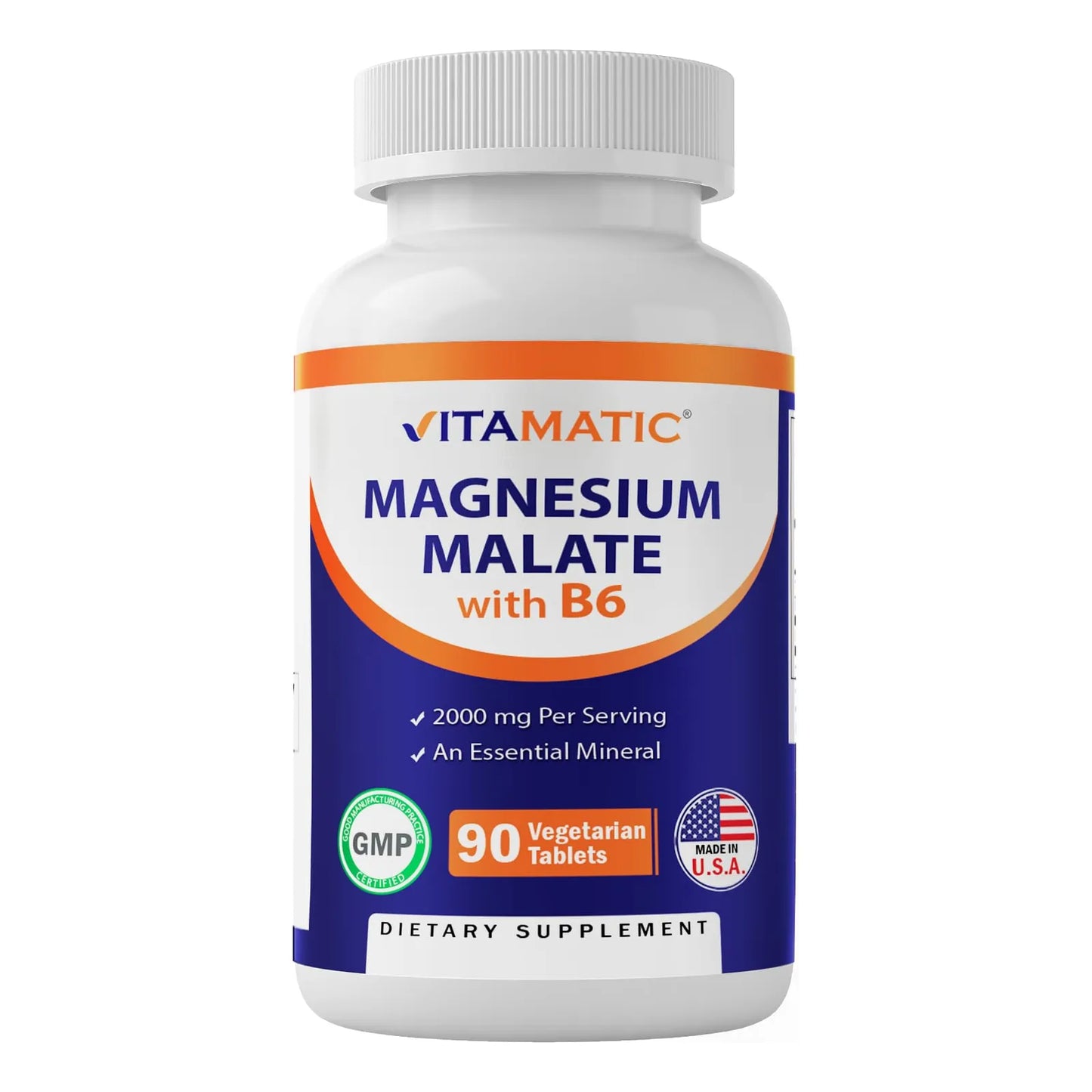 Malato De Magnesio 2000 Mg 90 Tabletas Con B6 Maxima Absorcion Salud Muscular Y Cardíaca