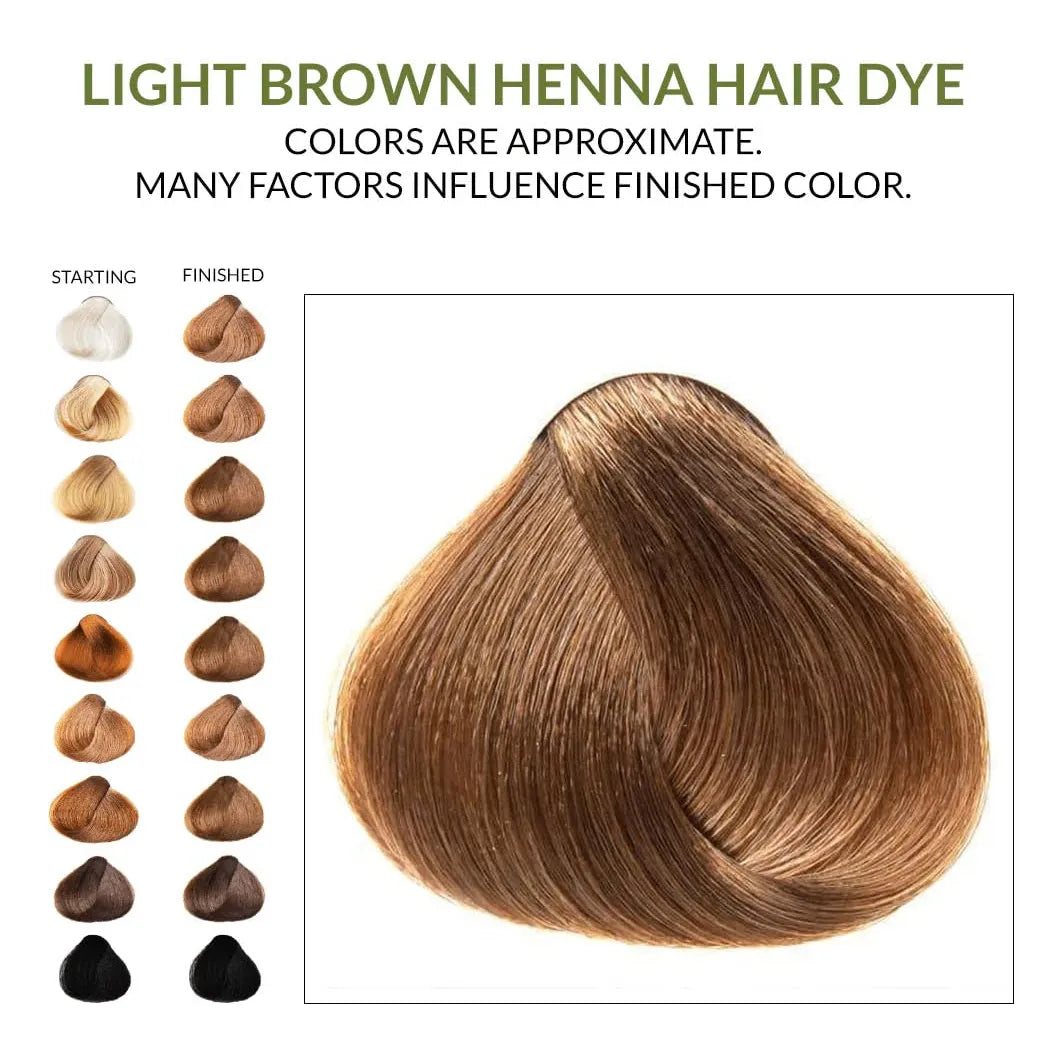 Tintura De Henna Natural Para Cabello Y Barba Color Marrón Claro 100% Libre De Químicos