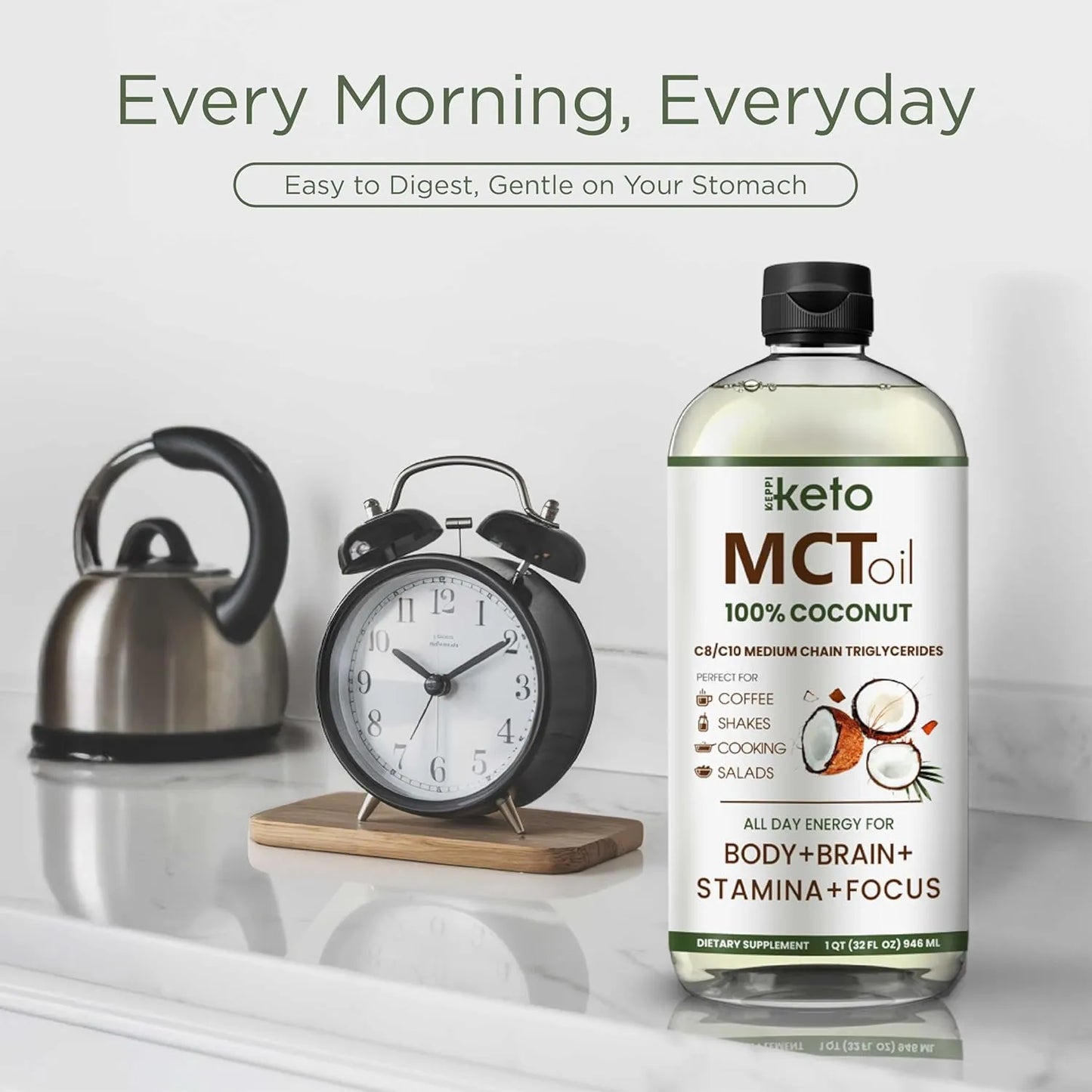 Aceite MCT Keppi Keto Sin Sabor 32 Oz Cetosis Energia Instantanea