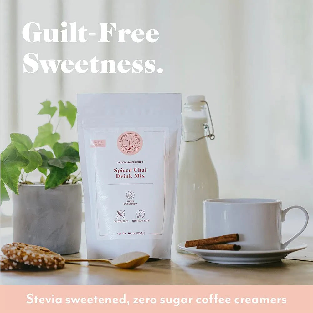 5 Sparrows Mezcla Chai Latte Especiado Sin Azúcar Keto Stevia 10 Onzas