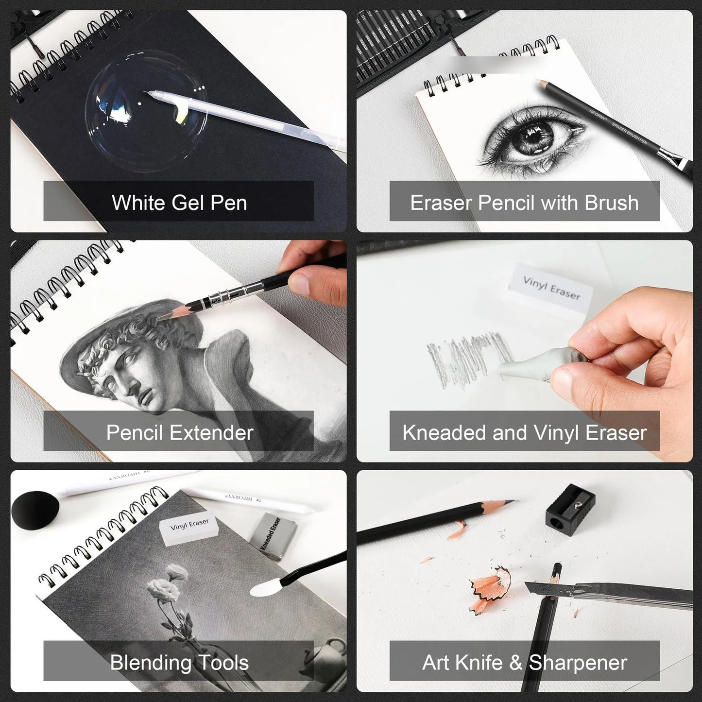 Kit Profesional 100 Piezas Dibujo Y Bocetos Con Lápices Grafito Carbón Y Acuarela