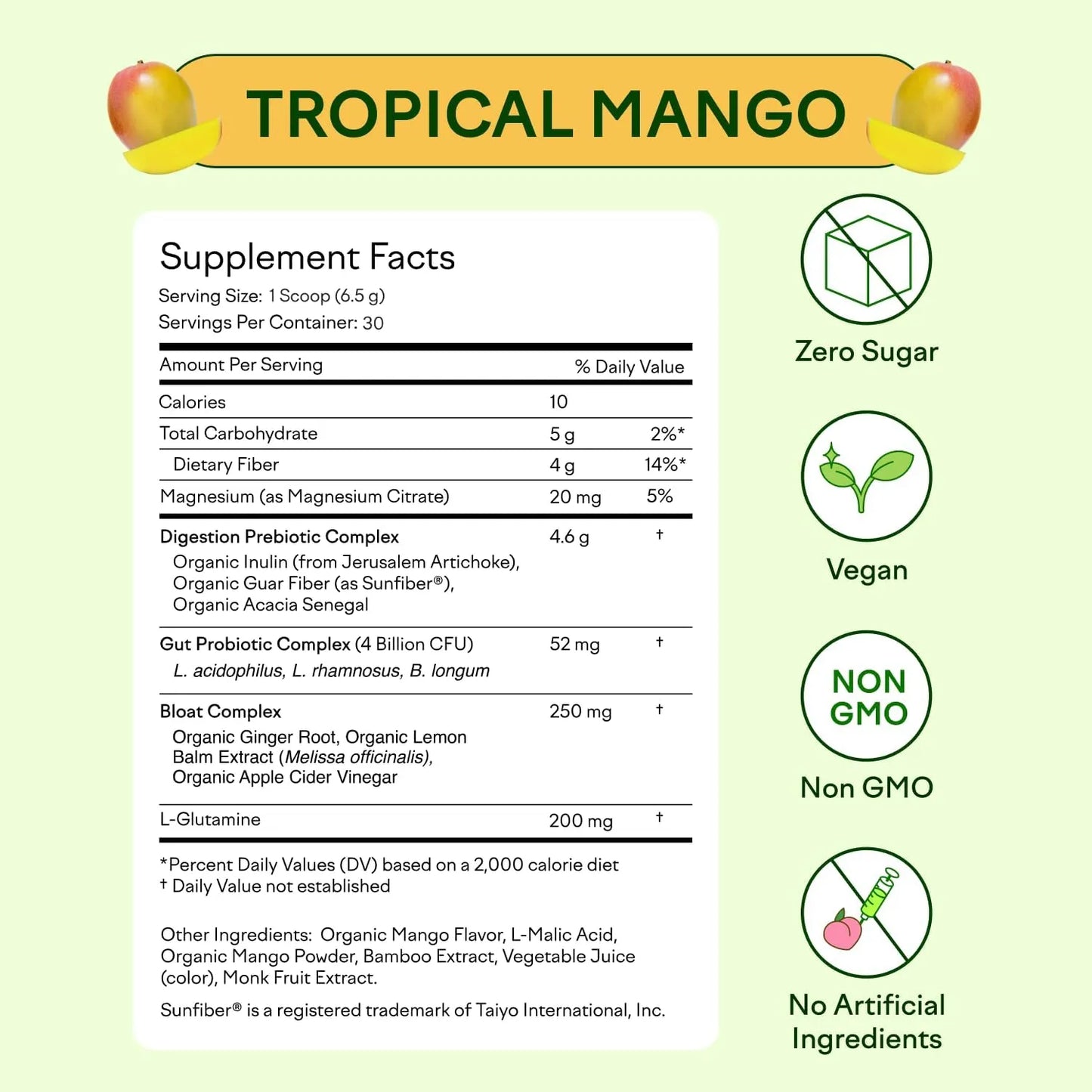 Polvo Probiótico Prebiótico Con Fibra Orgánica Y Sabor A Mango Feel Goods Gut Guardian