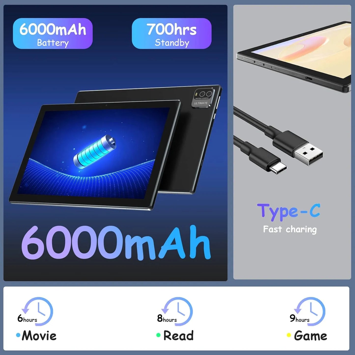 Tablet 10 PuLG 2 En 1 4GB RAM 128GB Teclado Mouse Funda Lápiz Android 11