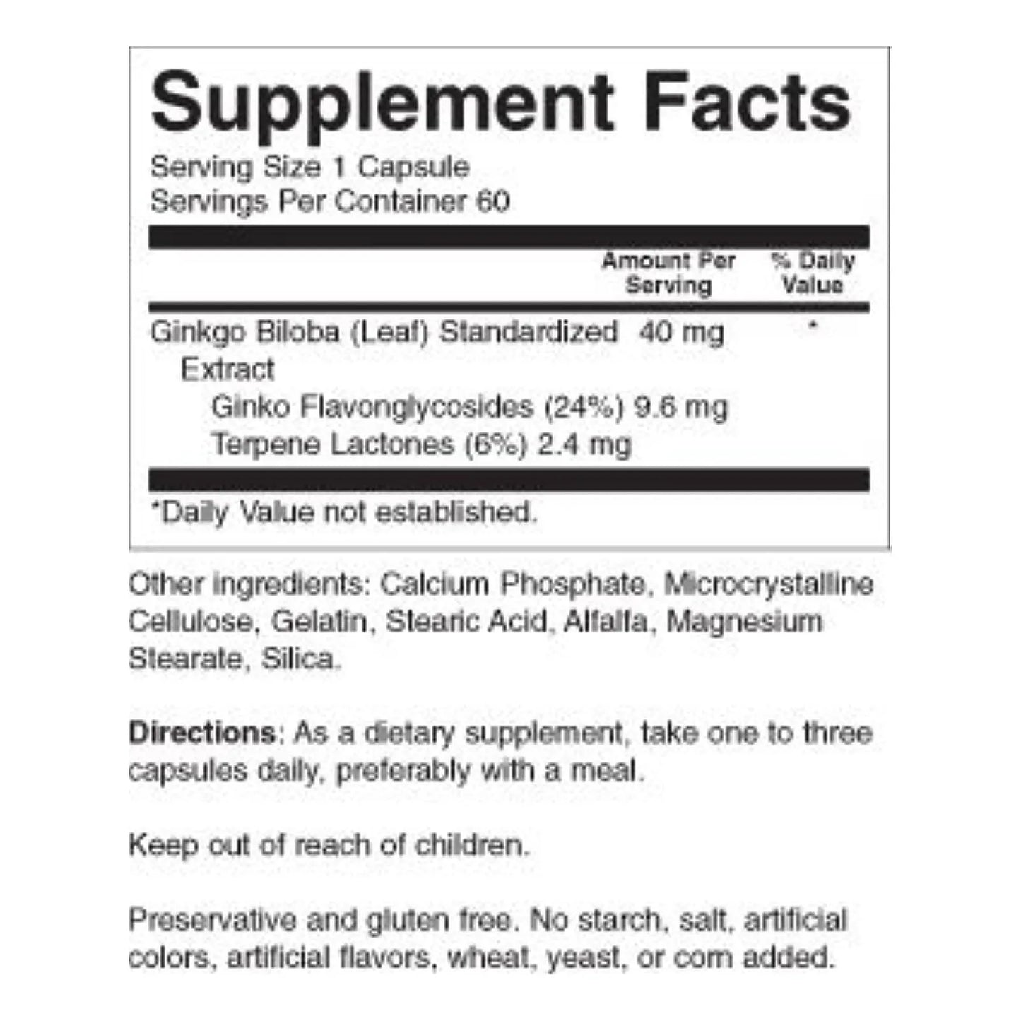 Ginkgo Biloba 40 Mg 60 Caps Energia Y Concentracion Natures Blend
