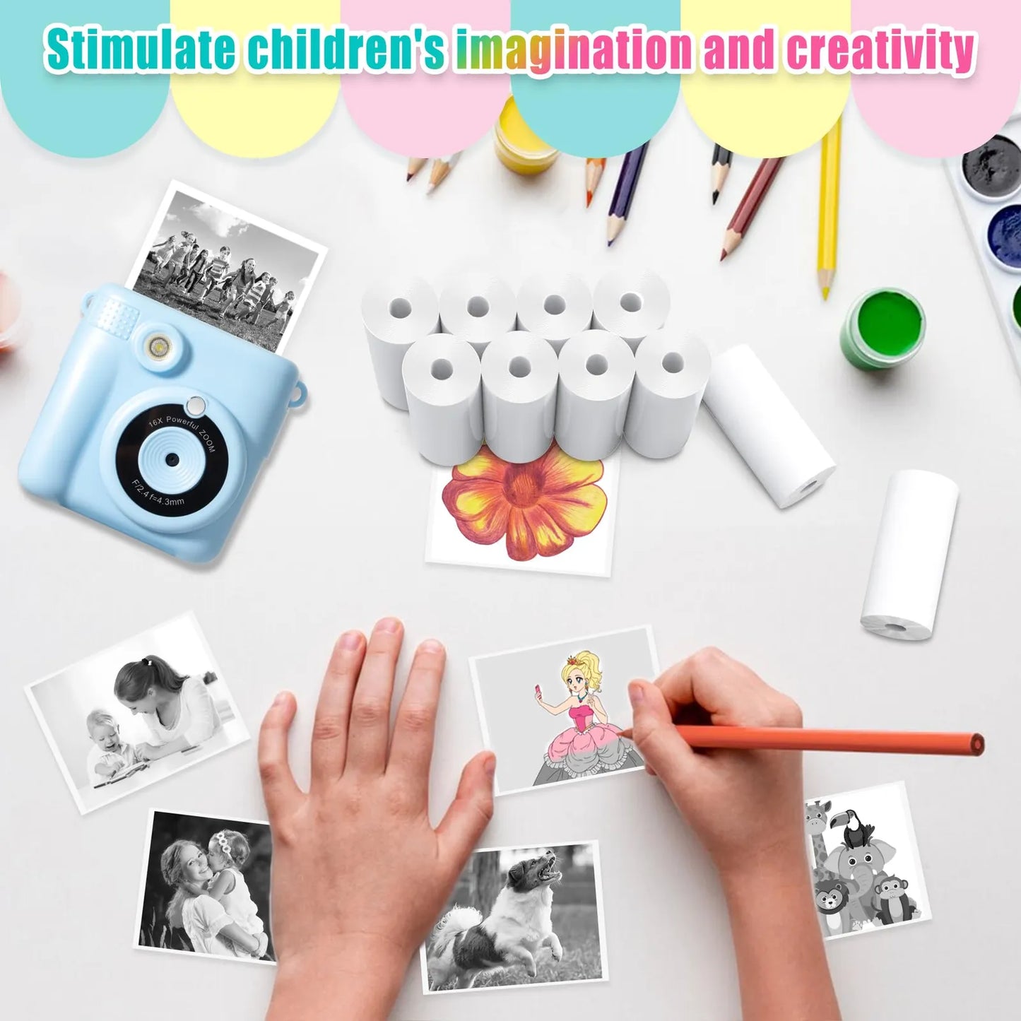 12 Rollos Papel Térmico Impresión Instantánea HD Para Cámara Infantil