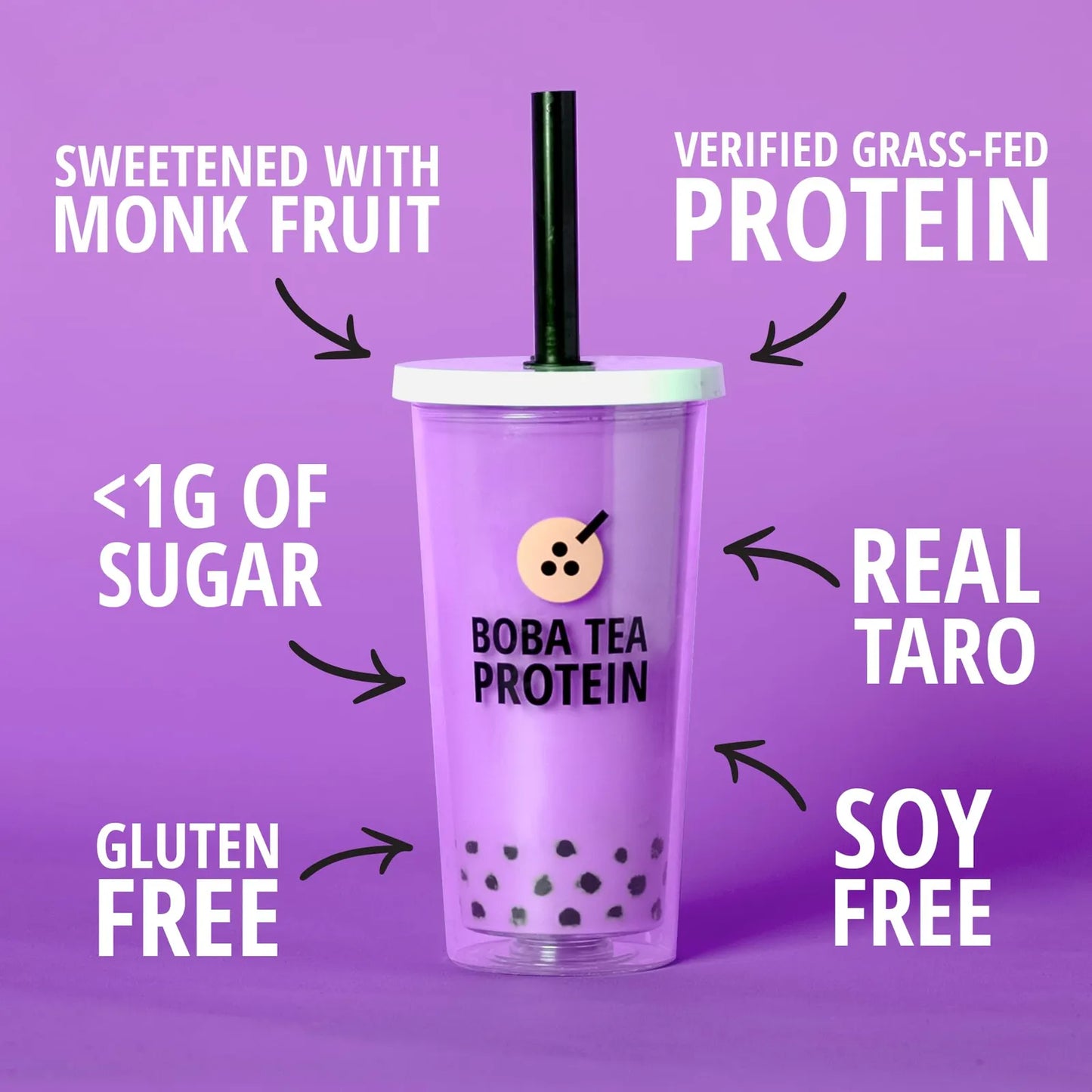 Té De Burbujas De Leche De Taro Con Proteína De Suero Alimentado Con Pasto