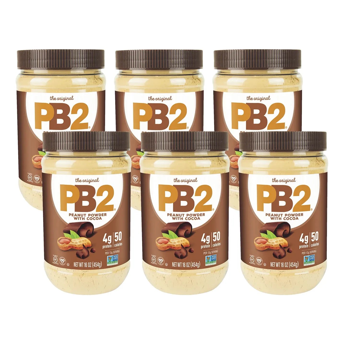 Mantequilla De Maní En Polvo Sabor Cacao 454 G Paquete De 6 Delicioso Y Saludable