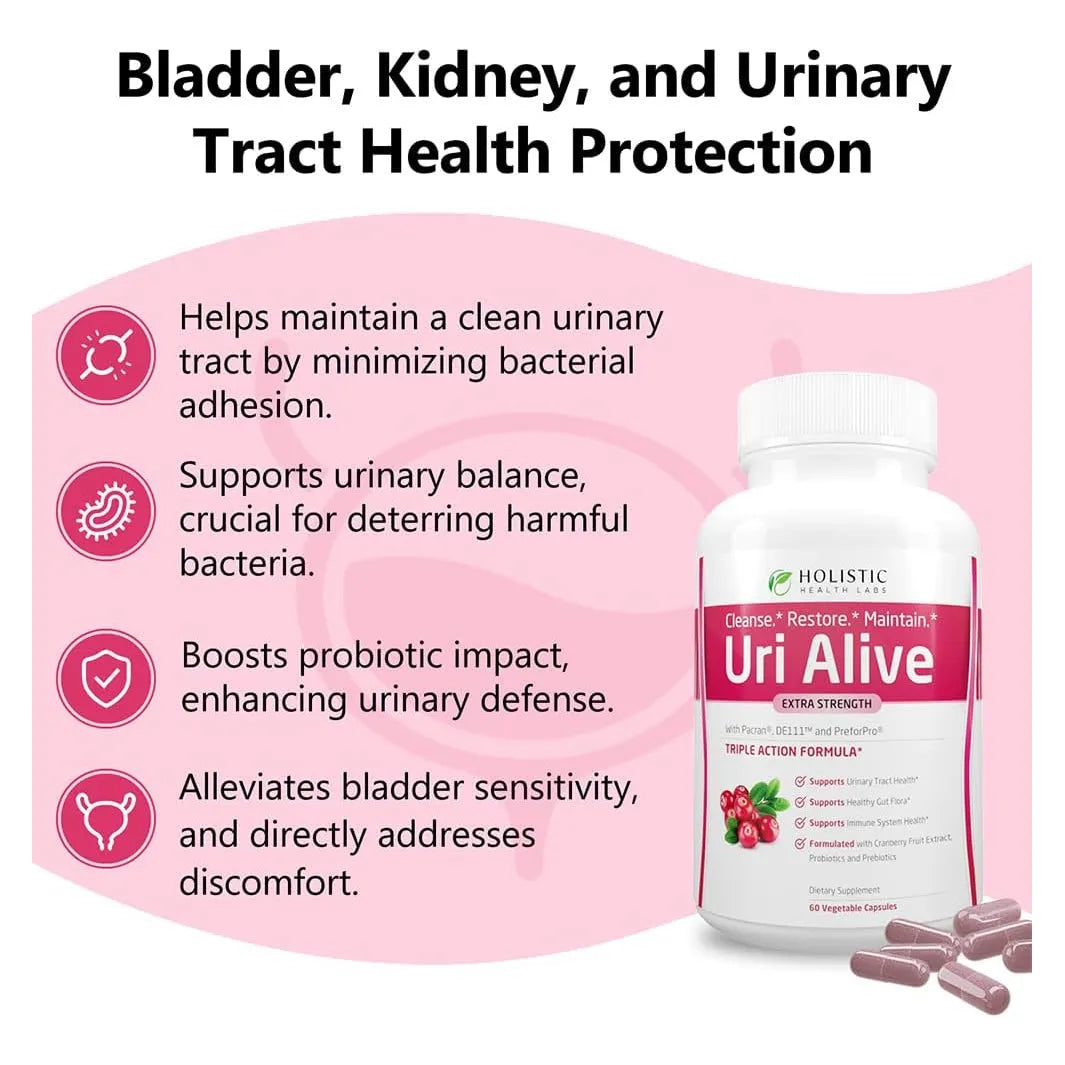 Uri Alive Suplemento Apoyo Urinario Extra Fuerte Tracto Vejiga Flora 120 Caps