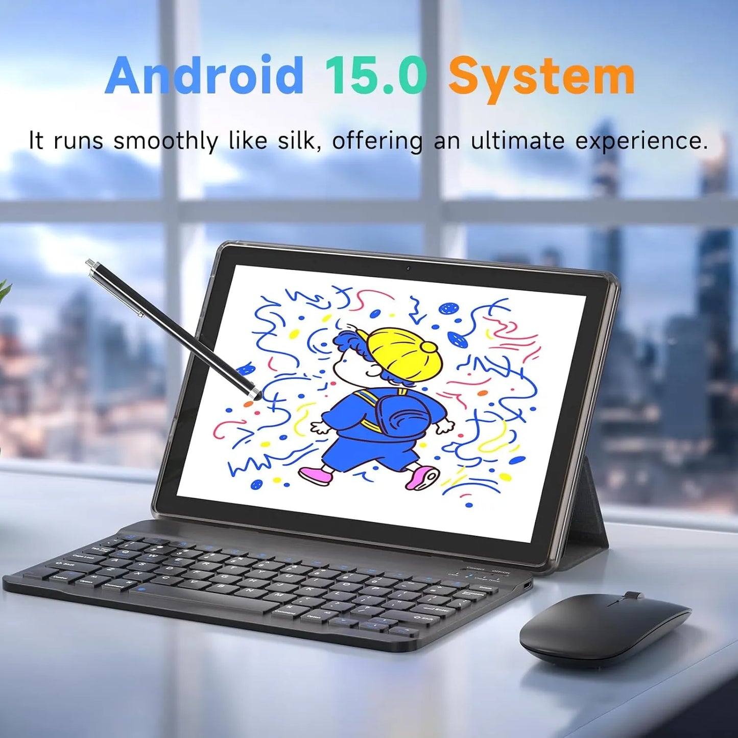 Tablet 10 PuLG 8GB RAM 128GB ROM Teclado Mouse Funda Android 15