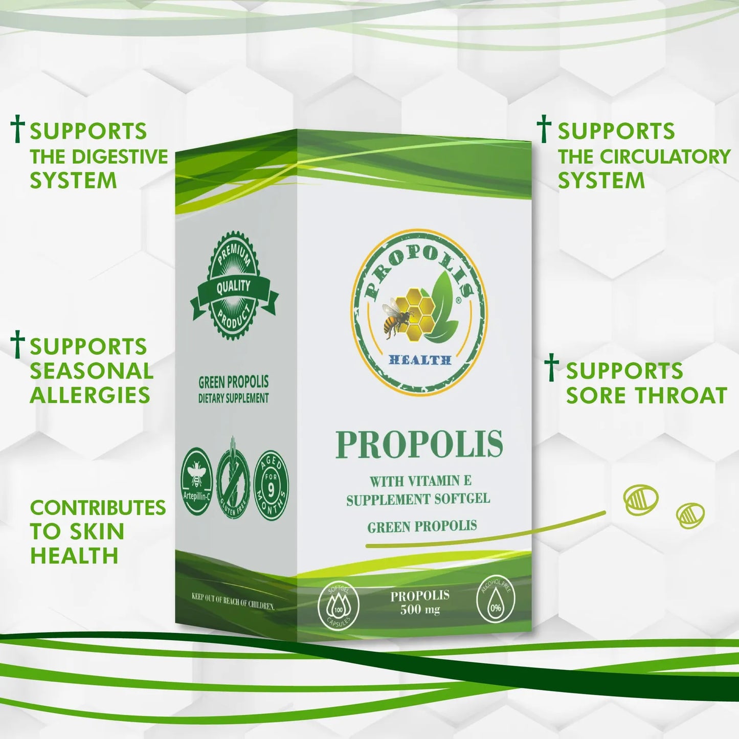 Capsulas De Propoleo Brasileño 1000 Mg Refuerzo Inmunologico Antioxidante Natural