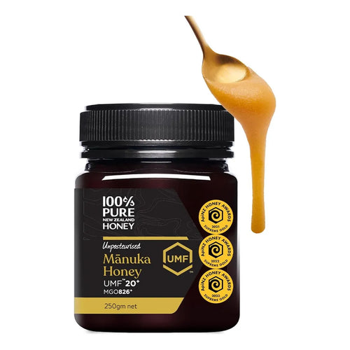 Miel De Manuka Pura UMF 20+ MGO 826 Cruda De Nueva Zelanda 8.8 Onzas