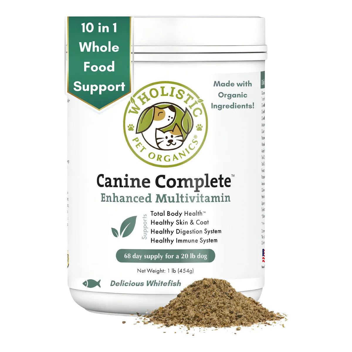 Multivitaminico Organico En Polvo Para Perros Wholistic Pet Canine Complete Piel Pelaje Y Energia