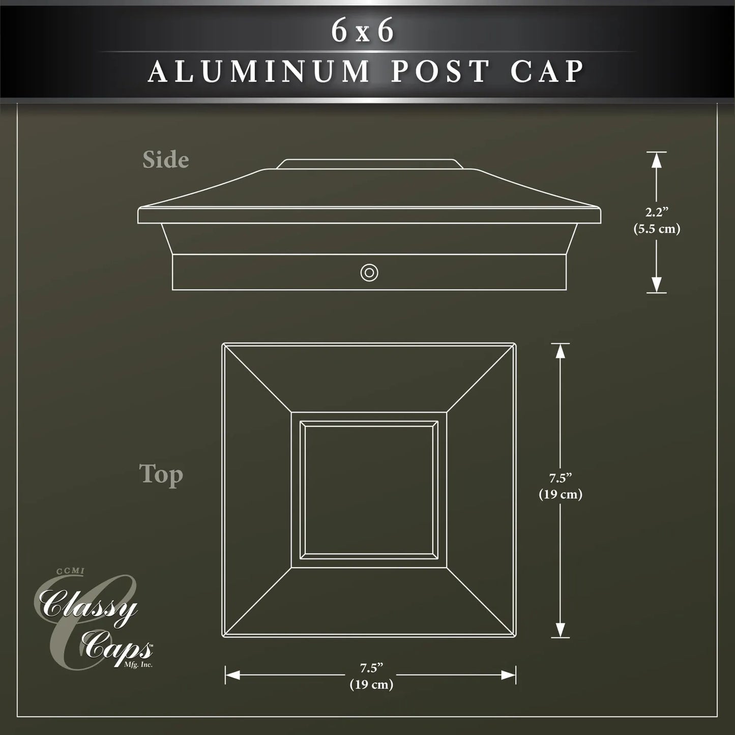 Tapa De Aluminio Negro Para Postes 6x6 5.5x5.5 Y 5x5 Pulgadas Protección Y Estilo