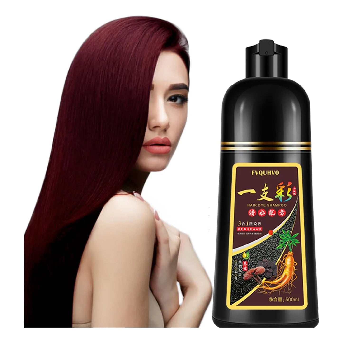 Champú Natural 3 En 1 Cobertura Canas Tinte Instantáneo Sin Daño Cabello