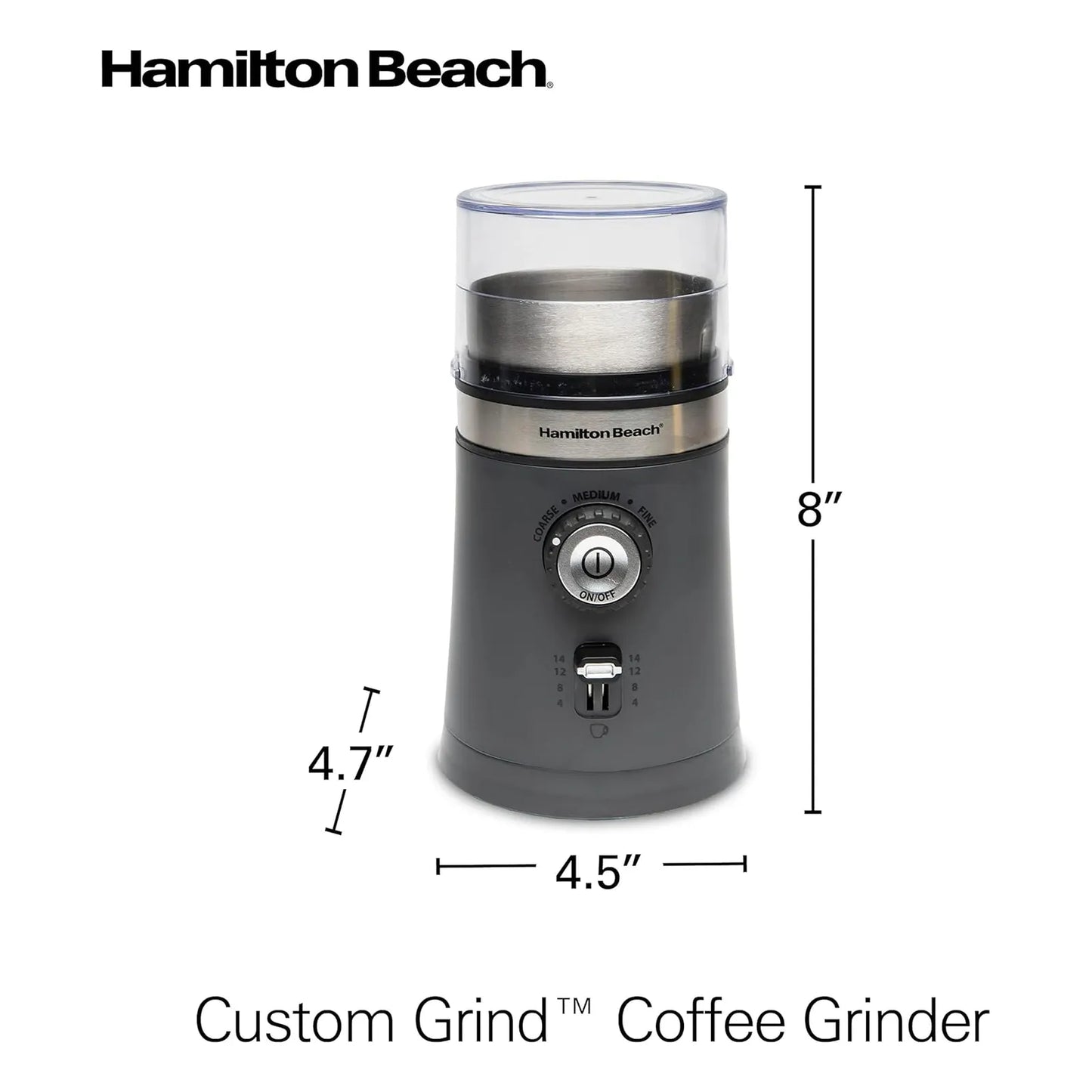 Molinillo De Café Eléctrico Hamilton Beach Ajustable 14 Tazas Acero Inoxidable