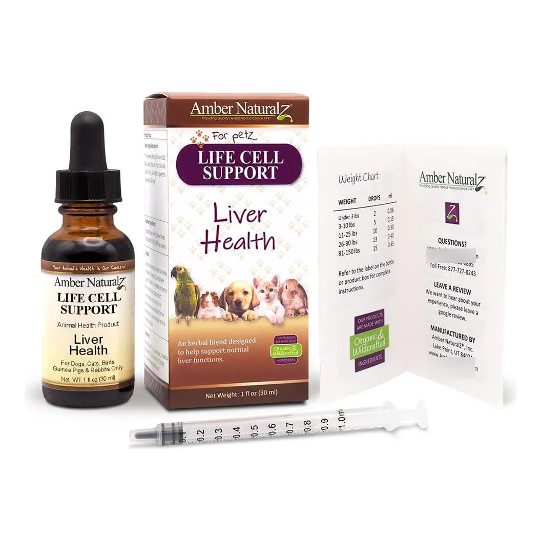Life Cell Support Salud Del Hígado Para Mascotas 1 Onza Amber NaturalZ