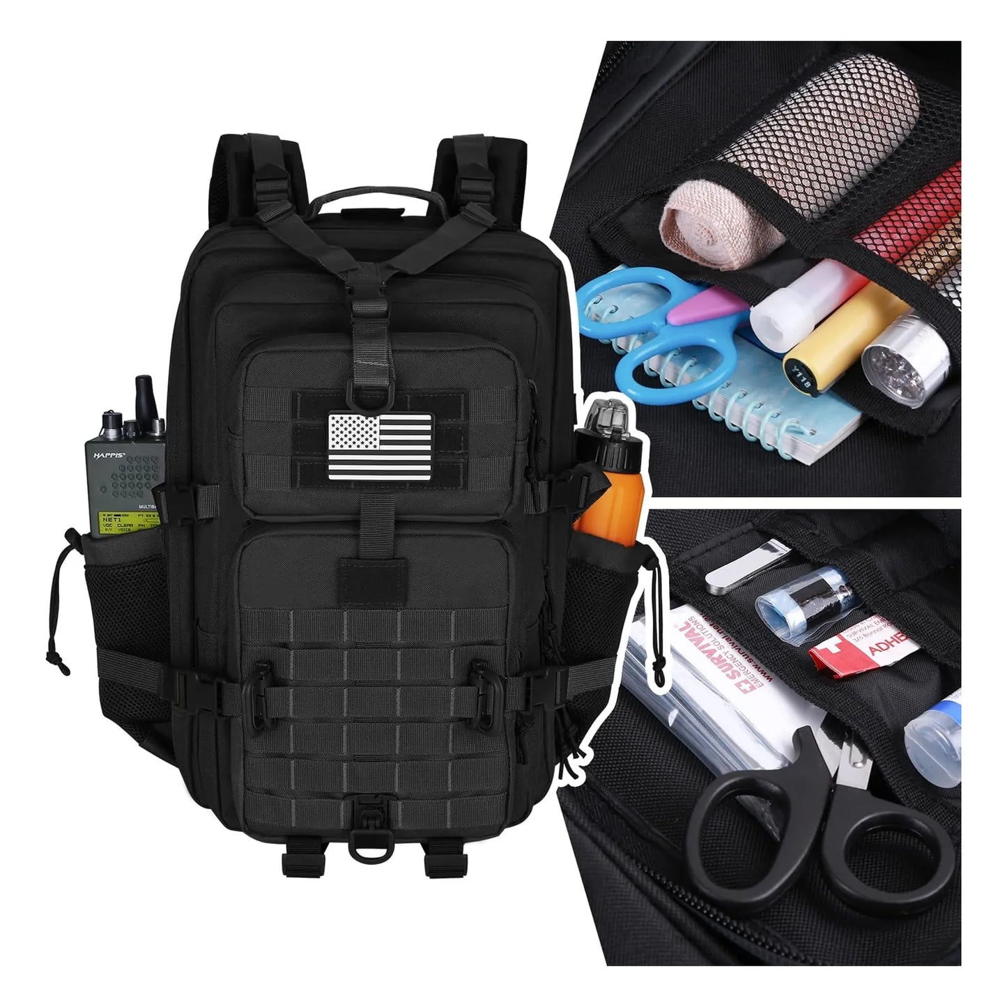 Mochila Táctica Militar 45L Resistente Al Agua Con Sistema MOLLE Y Compartimento Hidratación
